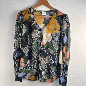 CAbi Floral and Snake Print Blouse - Multicolor